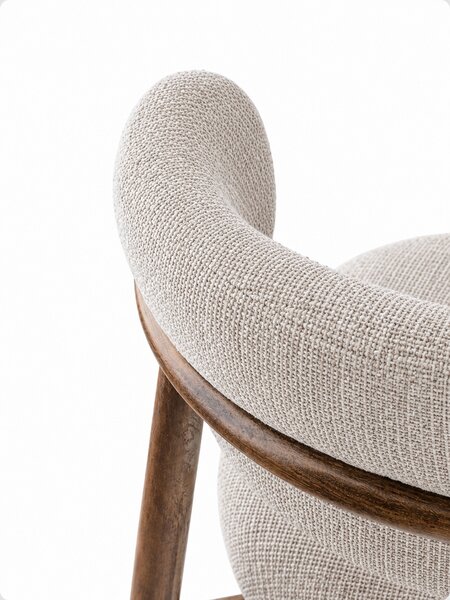 Scaun de dining Elara – tapițerie Greige-Taupe din in (linen) Walnut