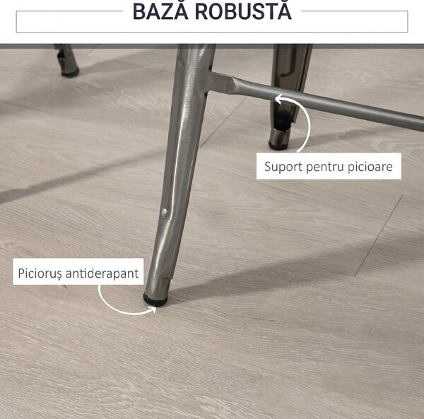 HOMCOM Set 4 Scaune de Bar din Oțel cu Suport pentru Picioare, Argintiu | Aosom Romania