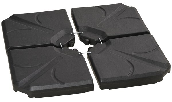 Outsunny Set 4 Baze Umbrelă Grădină din Plastic HDPE, Rezistente la Apă/Nisip, 103x103x8.3 cm, Negru | Aosom Romania