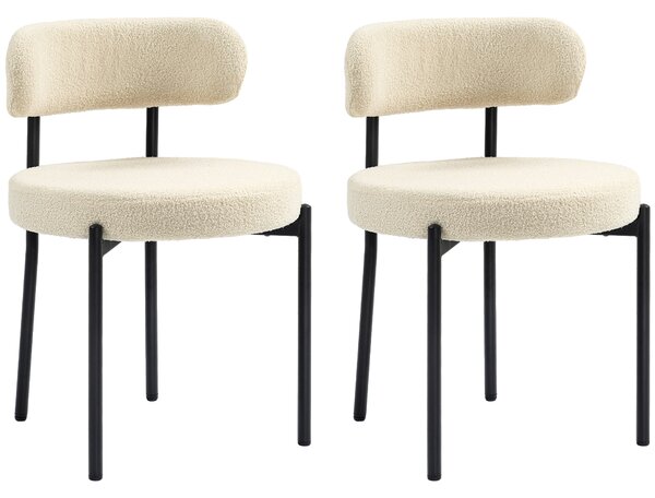 HOMCOM Set 2 Scaune de Dining Moderne din Tesătură Sherpa, Bej | Aosom Romania