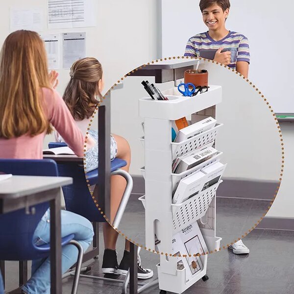 Bookcart™ Bibliotecă Cu 5 Niveluri Pe Roți