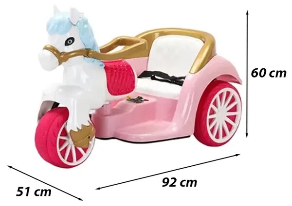 Royalride™ Trăsură Electrică Cu Cai Pentru Copii, Prințesă (roz)
