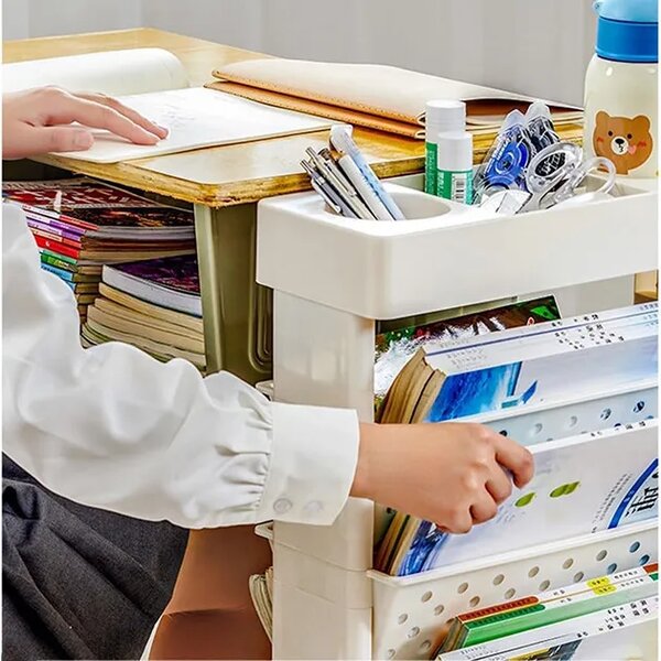 Bookcart™ Bibliotecă Cu 5 Niveluri Pe Roți