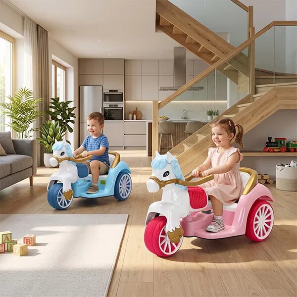 Royalride™ Trăsură Electrică Cu Cai Pentru Copii, Prințesă (roz)