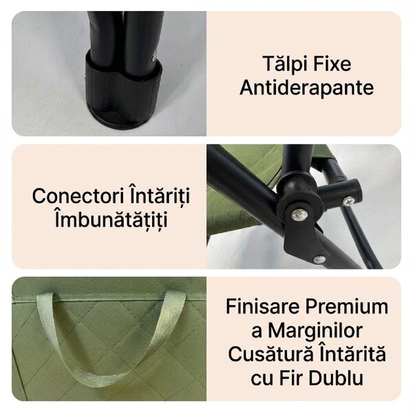 Comfycamper™ Scaun De Camping Pliant Capitonat, Negru