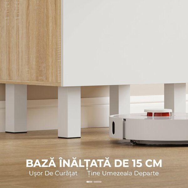 HOMCOM Mobilier Bucătărie 174 cm cu Sertar, Rafturi, Blat și Orificiu pentru Cabluri | Aosom Romania