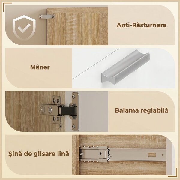 HOMCOM Mobilier Bucătărie 174 cm cu Sertar, Rafturi, Blat și Orificiu pentru Cabluri | Aosom Romania