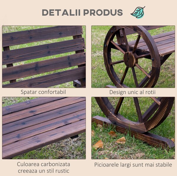 Banca din Lemn pentru gradina Outsunny , stil country, 105.5x56x75cm | Aosom Romania