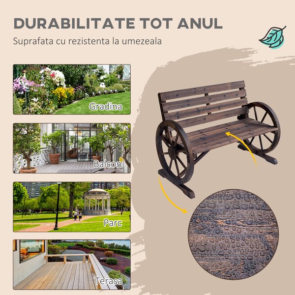 Banca din Lemn pentru gradina Outsunny , stil country, 105.5x56x75cm | Aosom Romania