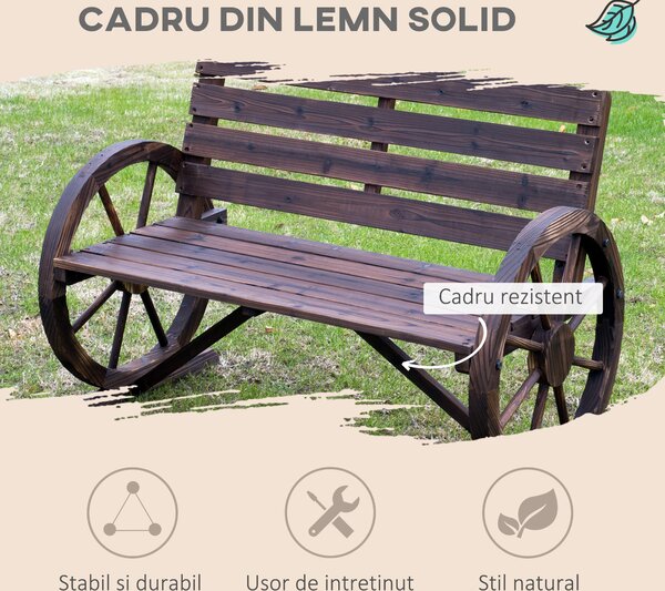 Banca din Lemn pentru gradina Outsunny , stil country, 105.5x56x75cm | Aosom Romania