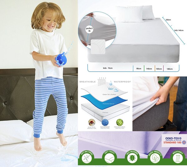 Husa protectie saltea 70x140 impermeabila bumbac 100%