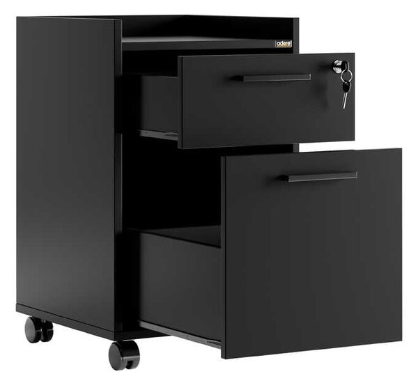 Corp Mobil Adore Gaming cu 2 sertare si incuietoare, Negru, 40x56x40 cm