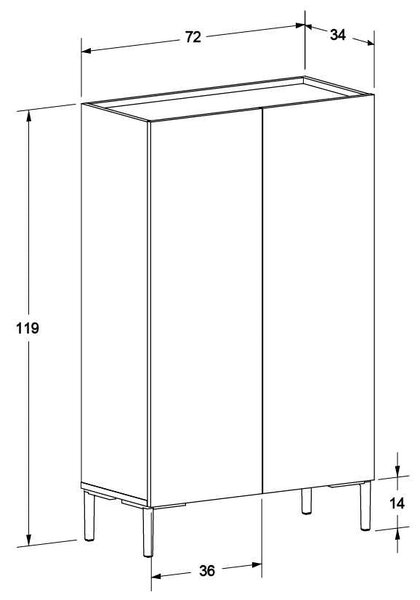 Dulap Multifunctional Adore Pool cu 2 usi si 6 rafturi, Alb, 72x119x34 cm