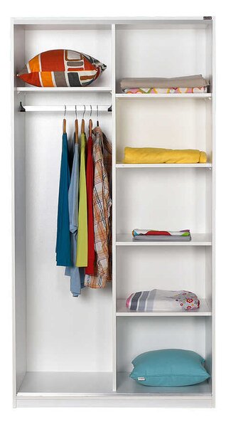 Dulap Haine Adore cu 2 usi glisante si 6 compartimente, Alb, 94x182x52 cm