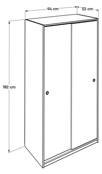Dulap Haine Adore cu 2 usi glisante si 6 compartimente, Alb, 94x182x52 cm