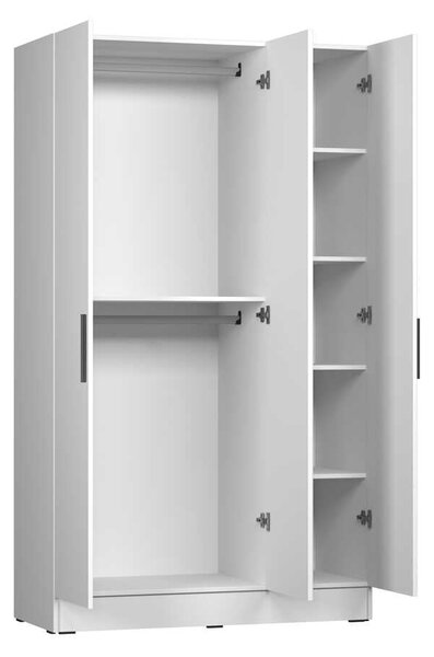 Dulap Haine Adore Trendline cu 3 usi si oglinda, Alb - Stejar, 120x207x53 cm