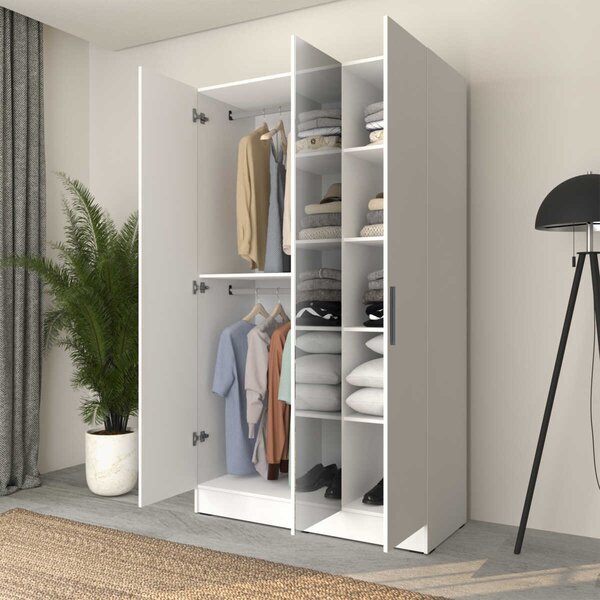 Dulap Haine Adore Trendline cu 3 usi si oglinda, Alb - Stejar, 120x207x53 cm