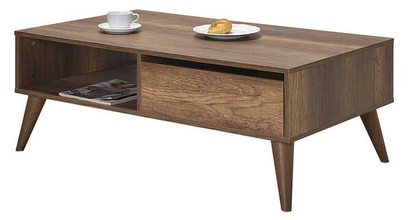 Masuta Cafea cu sertar Adore Living, Alb - Maro - Natur, 110x42x65 cm