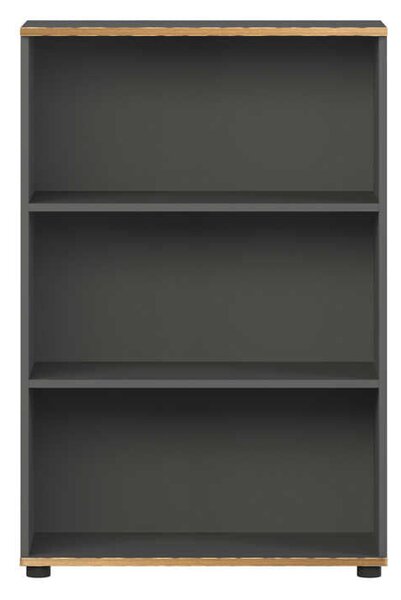 Biblioteca Adore Rio Mini, 3 rafturi, Alb - Nuc - Antracit, 72x109x34 cm