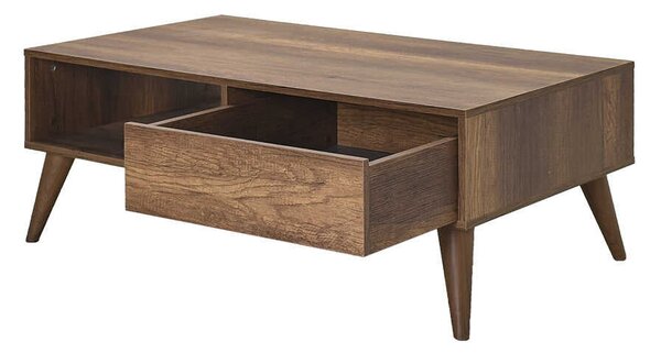 Masuta Cafea cu sertar Adore Living, Alb - Maro - Natur, 110x42x65 cm