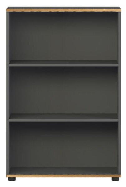Biblioteca Adore Rio Mini, 3 rafturi, Alb - Nuc - Antracit, 72x109x34 cm