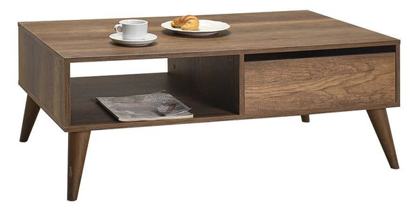 Masuta Cafea cu sertar Adore Living, Alb - Maro - Natur, 110x42x65 cm