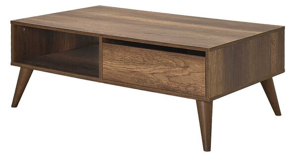 Masuta Cafea cu sertar Adore Living, Alb - Maro - Natur, 110x42x65 cm