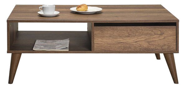 Masuta Cafea cu sertar Adore Living, Alb - Maro - Natur, 110x42x65 cm