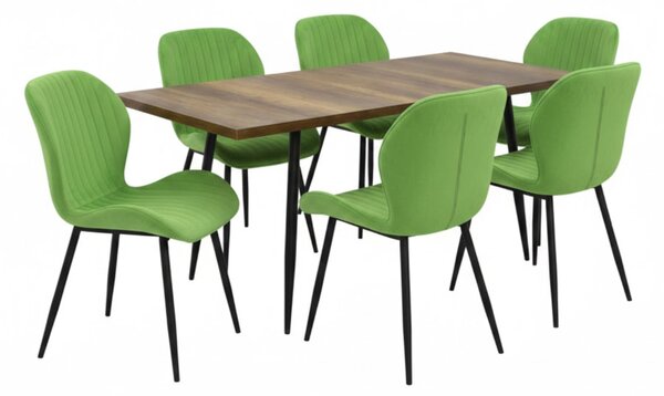 Set masă extensibilă Lisabona Nuc cu 6 Scaune Opal Olive