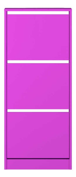 Pantofar Adore Compact Plus, 12 Perechi, 3 Compartimente, Alb - Stejar - Mov, 51x119x26 cm