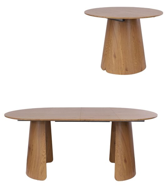 Masă rotundă extensibilă Enzo M Plus, stejar sălbatic (100-180 cm)
