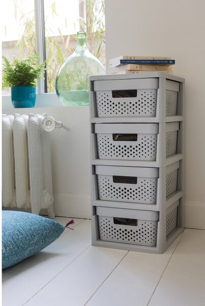 Etajeră pe roți gri din plastic 29,5x65,5 cm Infinity – Curver