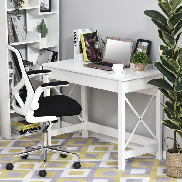 HOMCOM, Birou de Studiu, Stil Modern, MDF, Metal, 105x50x76 cm, Alb | Aosom Romania