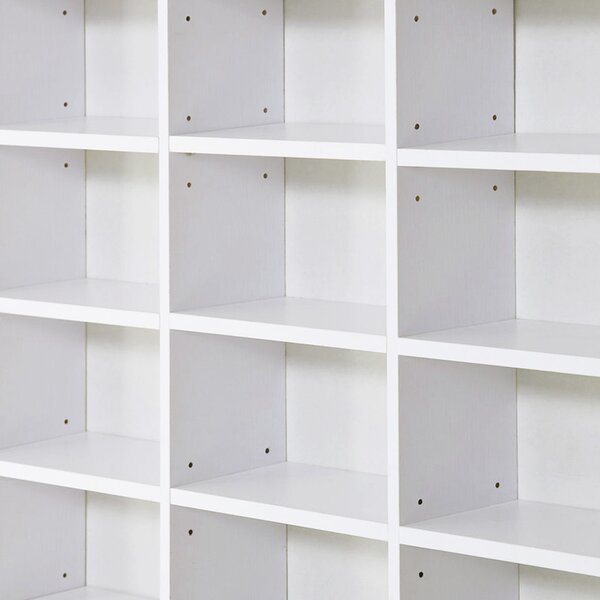 HOMCOM Bibliotecă CD de perete cu 36 de rafturi reglabile, 195 x 102 x 23.5cm, alb | Aosom Romania