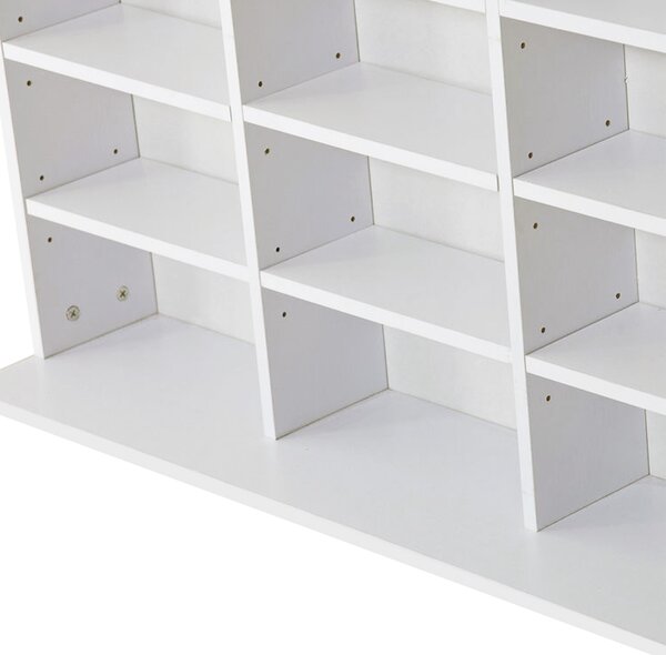 HOMCOM Bibliotecă CD de perete cu 36 de rafturi reglabile, 195 x 102 x 23.5cm, alb | Aosom Romania