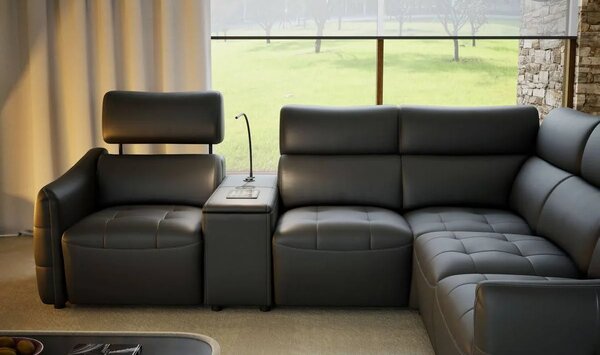 Coltar extensibil din piele naturala Davos cu reclinere