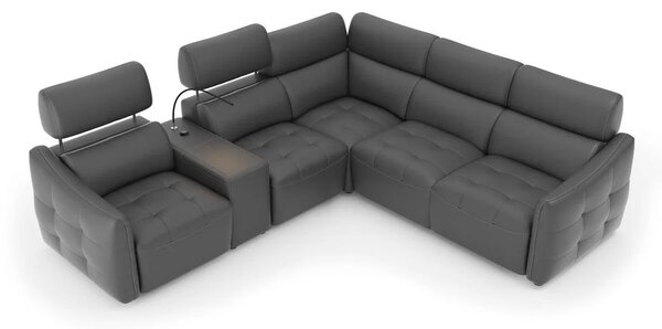 Coltar extensibil din piele naturala Davos cu reclinere