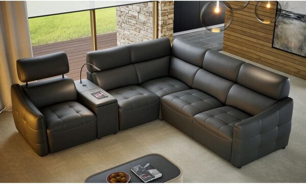 Coltar extensibil din piele naturala Davos cu reclinere