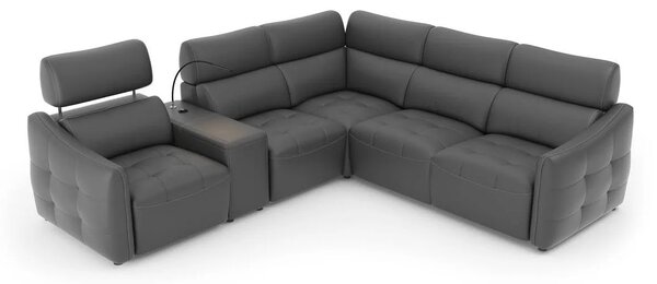 Coltar extensibil din piele naturala Davos cu reclinere
