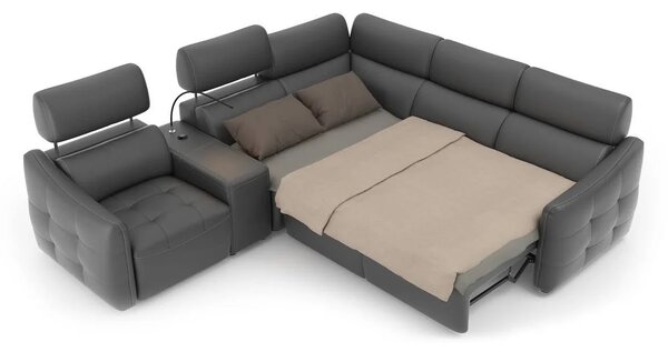 Coltar extensibil din piele naturala Davos cu reclinere