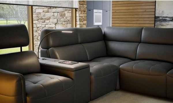 Coltar extensibil din piele naturala Davos cu reclinere