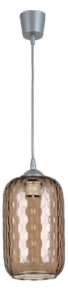 Brilagi -LED Lustră suspendată pe cablu R GLASS 1xE27/60W/230V diam. 14 cm argintiu/maro fumuriu