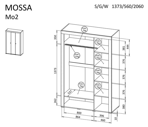 Dulap Mossa Mo2, negru