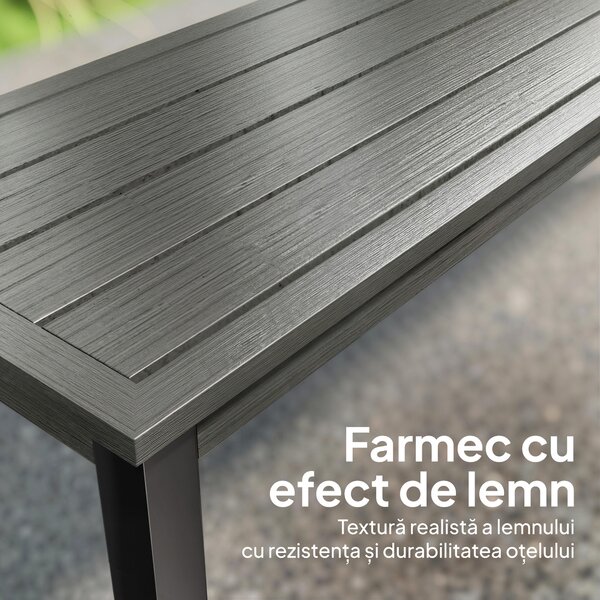 Outsunny Bancă de grădină cu 2 locuri, 130x34x43 cm, gri | Aosom Romania