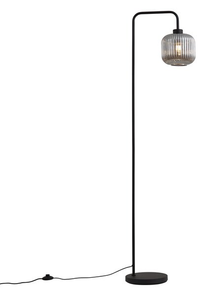 Lampă de podea de design neagră cu sticlă fumurie - Ana