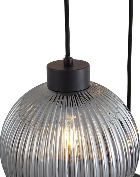 Lampă suspendată de design neagră cu sticlă fumurie cu 5 lumini - Ana