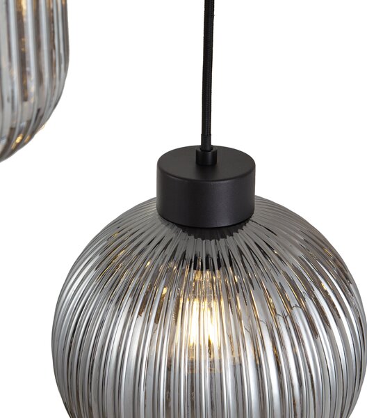 Lampa suspendată de design neagră cu sticlă fumurie cu 6 lumini - Ana