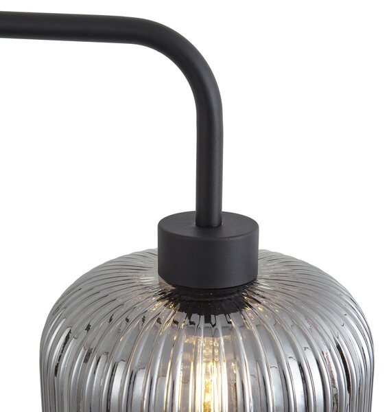 Lampă de podea de design neagră cu sticlă fumurie - Ana