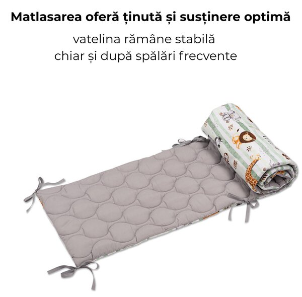 Set 2 aparatori laterale matlasate patut 120x60 cm Kidizi Safari Deluxe – protectie laterala completa, inaltime 35 cm