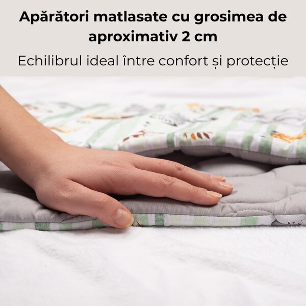 Set 2 aparatori laterale matlasate patut 120x60 cm Kidizi Safari Deluxe – protectie laterala completa, inaltime 35 cm